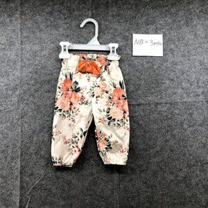 Baby Girls 0-3M High Waisted Floral Jogger Balloon Summer Pants Bow Pink